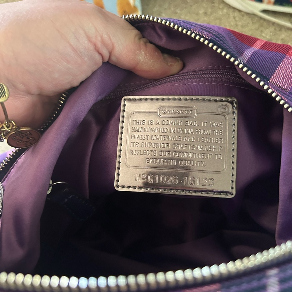 Coach Poppy Tartan Purple and Pink Plaid Shoulder Bag NWOT - Picture 9 of 9